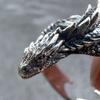 Silver Color Dragon Rings Gothic Punk Men Pterosaur Wings Opening Adjustable Rings Vintage Jewelry Accessories Gifts