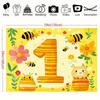 1 piece bee themed one-year birthday background banner cheerful cartoon bee and honeycomb design with flowers and leaves