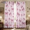 2pcs Pink Romantic Bow Print Blackout Curtains   Multi Size Living Room Bedroom Insulation   Holiday Decoration   Easy Installation