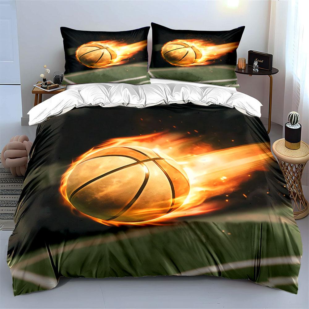 Basketball Art Decor Set Soft Comfortable Duvet Cover Bedding Set Included 1*Duvet Cover & 2*Pillowcases, Gift