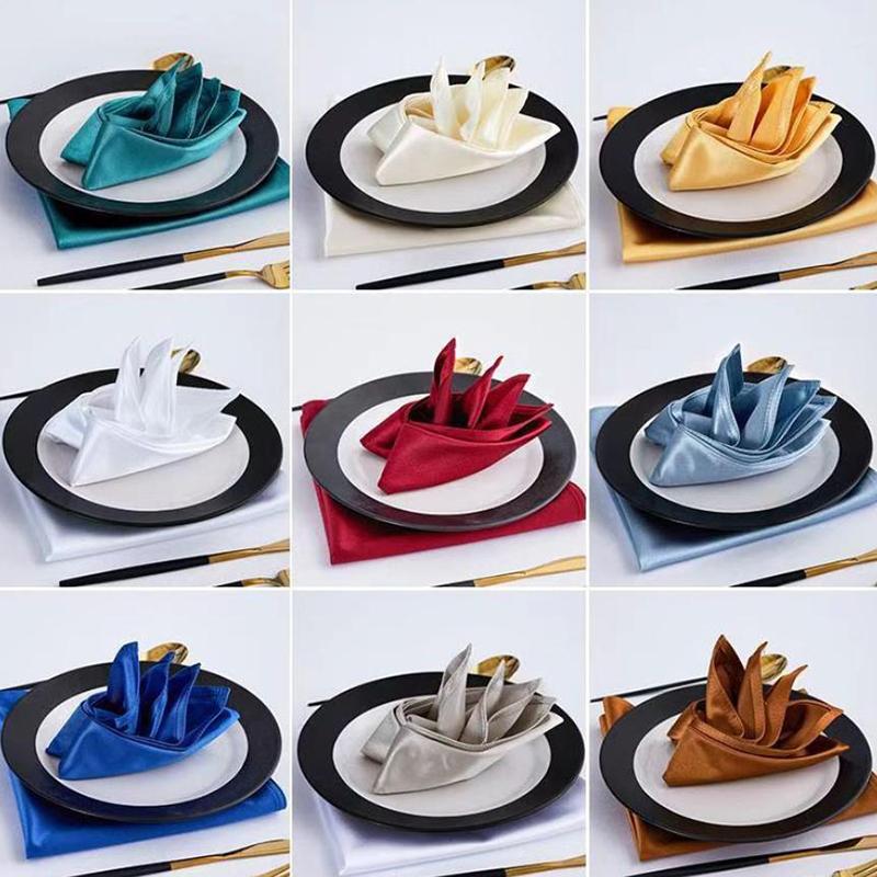 Polyester Serving Fabric Napkin Cloth Table Dinner Plates Linen Handkerchief Towel Set For Hotel Wedding Party Events Decoration