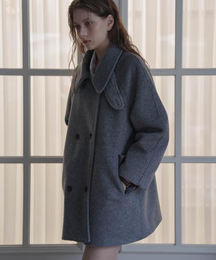 Deheve Wool Double Half Coat [Gray]