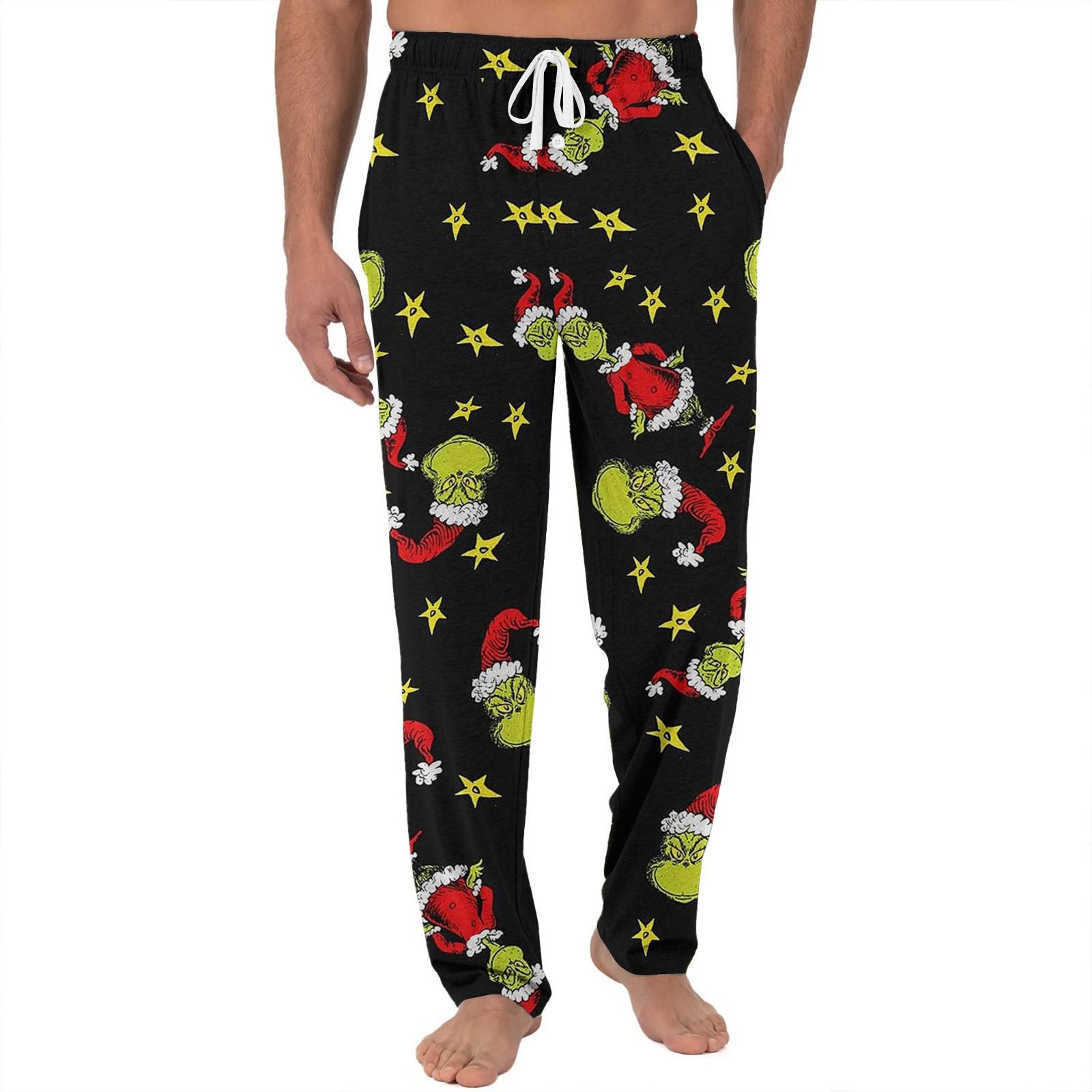 

Мужские трикотажные модные повседневные брюки с напечатанным карманом, пижамные брюки S