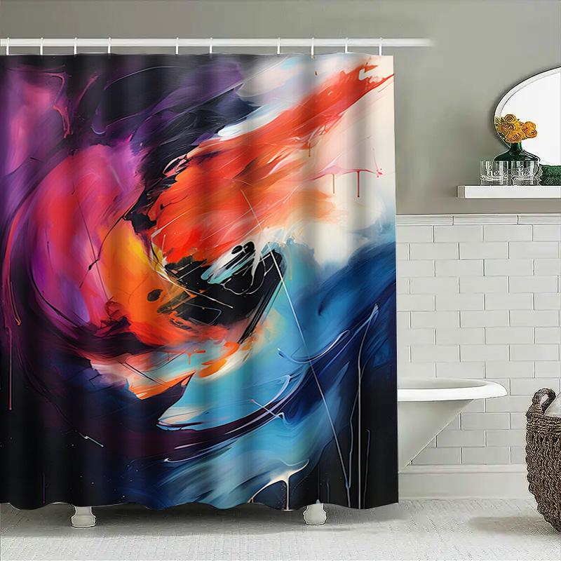 Modern Abstract Bathroom Shower Curtain Colorful Watercolor Design For Home Decor Bath Decoration Polyester Fabric With Hook Rin