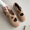 Fashion Women's Fashion Flat Shoes Winter New Square Head Shallow Mouth Suede Soft Sole Non-slip Low-top Shoes