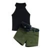 Girls Summer Halter Tank Top Shorts Belt Bag Set