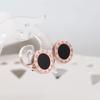 Trendy Fashion Shine AAA Zirconia Rose Gold Color 316L Stainless Steel Stud Earrings Brincos For Women Fashion Jewelry