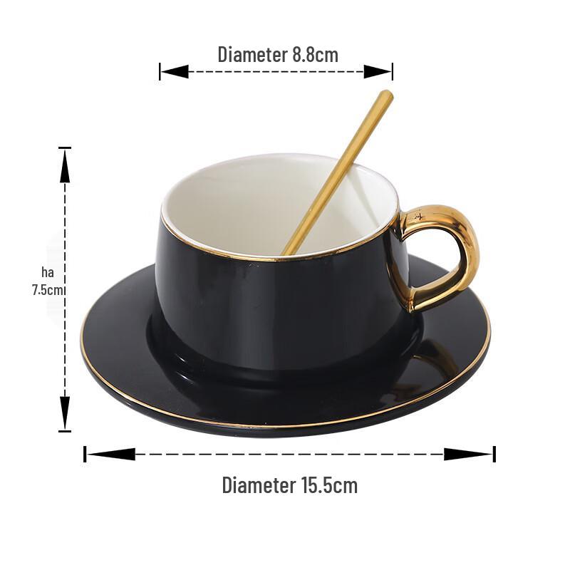 Korean Style Gold-Rimmed Ceramic Coffee Cup and Saucer Set