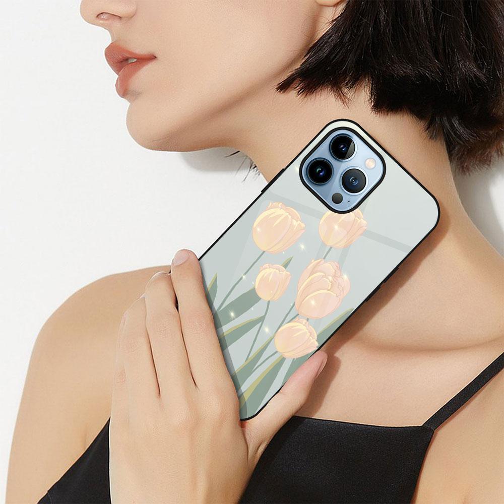 Flowers And Plants Case For Iphone 11 14 13 12 Pro Max Mini Xs Xr X 7 8 6s Plus Se 2022 Tempered Glass Protection Cover Fundas