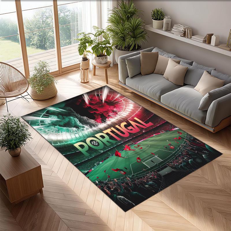 Portugal national football team Printed Flannel Area Rug Non Slip Soft Polyester Floor Carpet Indoor Decor Mat for Bedroom Living Room Sofa