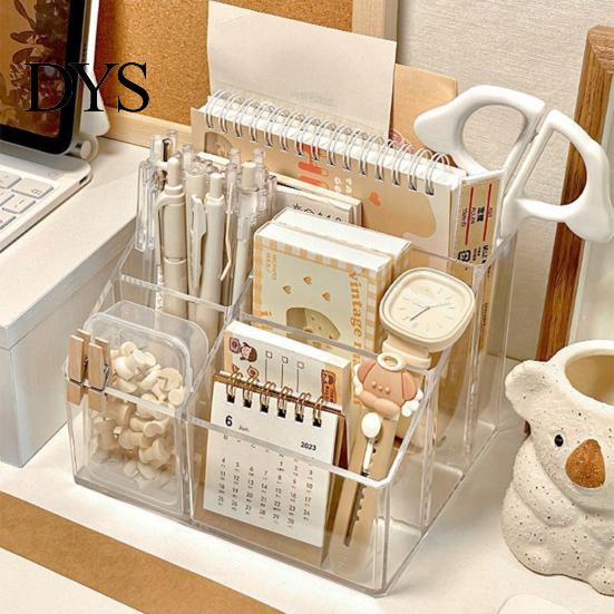 Acrylic Organizer for School Supplies Desk Organizer, Multi Compartments Pen Pencil Holder, Clear Desktop Storage Workstation Organization Drawer Box,