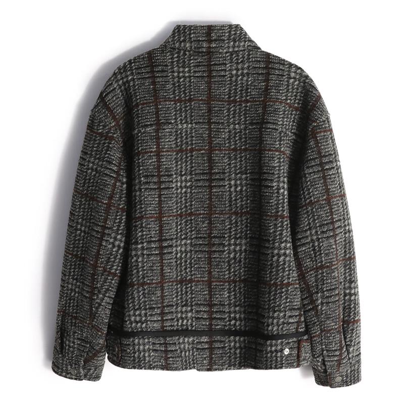 Mind Bridge Men's Short Plaid Wool Blend Lapel Coat