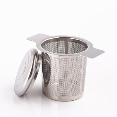 10pc Mesh Tea Infuser Leak Reusable 304 Stainless Steel With Cover Filter Grid Binaural Coffee Teaware