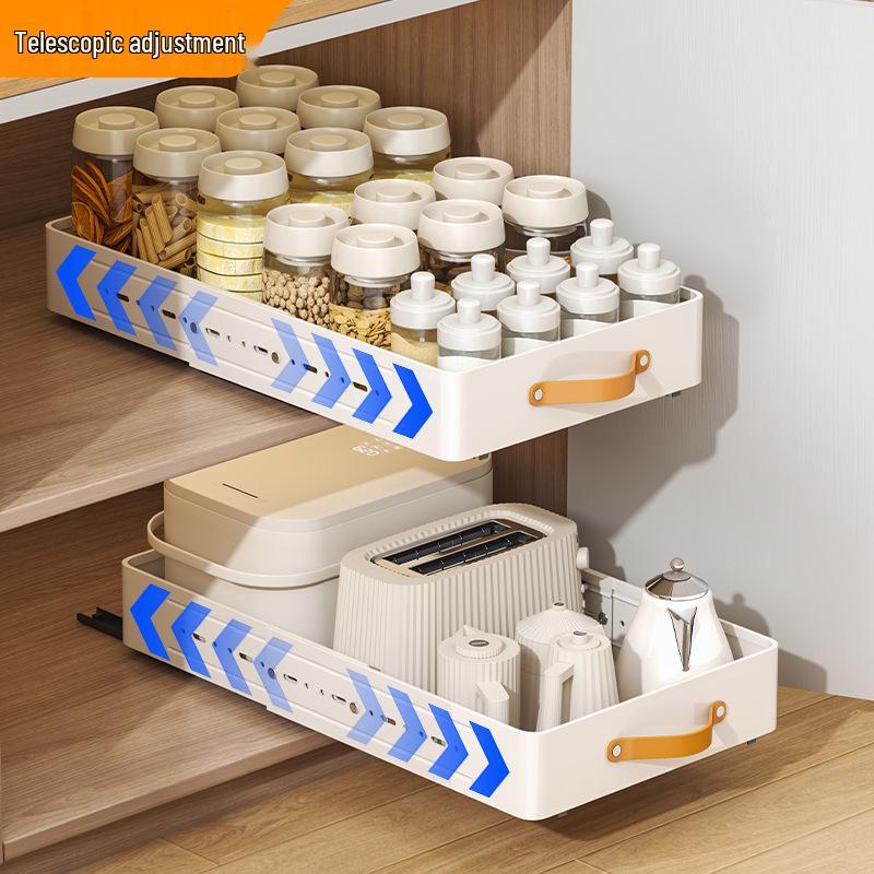 Under-Sink Pull-Out Kitchen Storage Rack and Spice Organizer