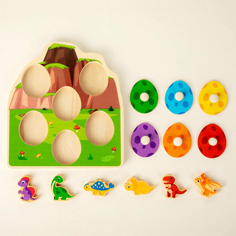 3D Wooden Dinosaur Egg Puzzle Board - Educational Toy for Children's Early Learning