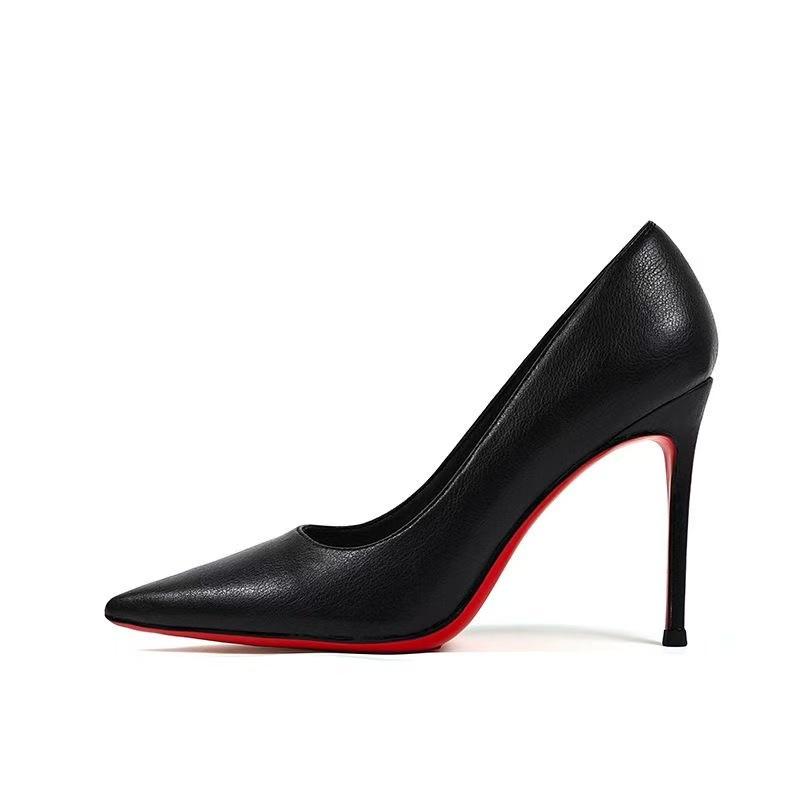 

Black patent leather red-soled high heels pointed head light mouth stiletto high-end sexy single shoes night shoes 41
