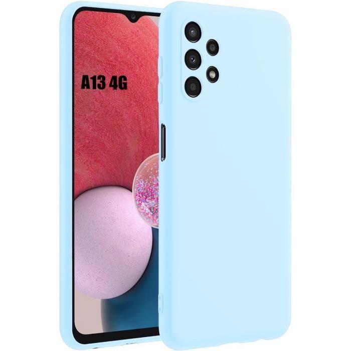 Coque Silicone pour Samsung Galaxy A13 4G (pas pour A13 5G), Protection Souple Slim Anti-Rayures Bleu Ciel