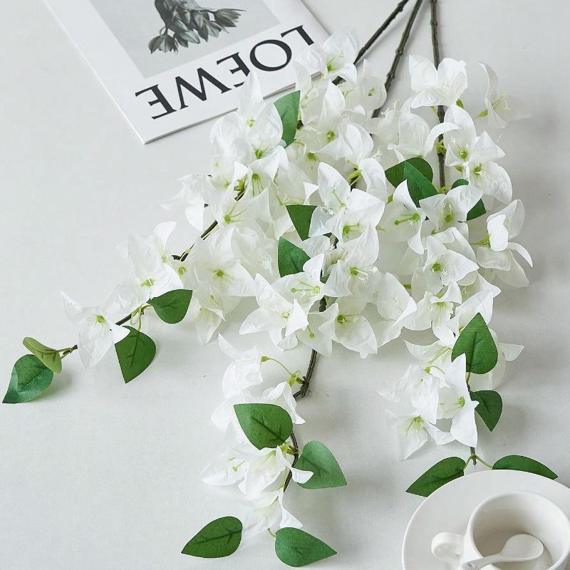 6pcs Artificial Flowers 31in Silk Bougainvillea Branches Faux Artificial Bougainvillea Floral Stems Long Plant Branches For Tall Vase Flower