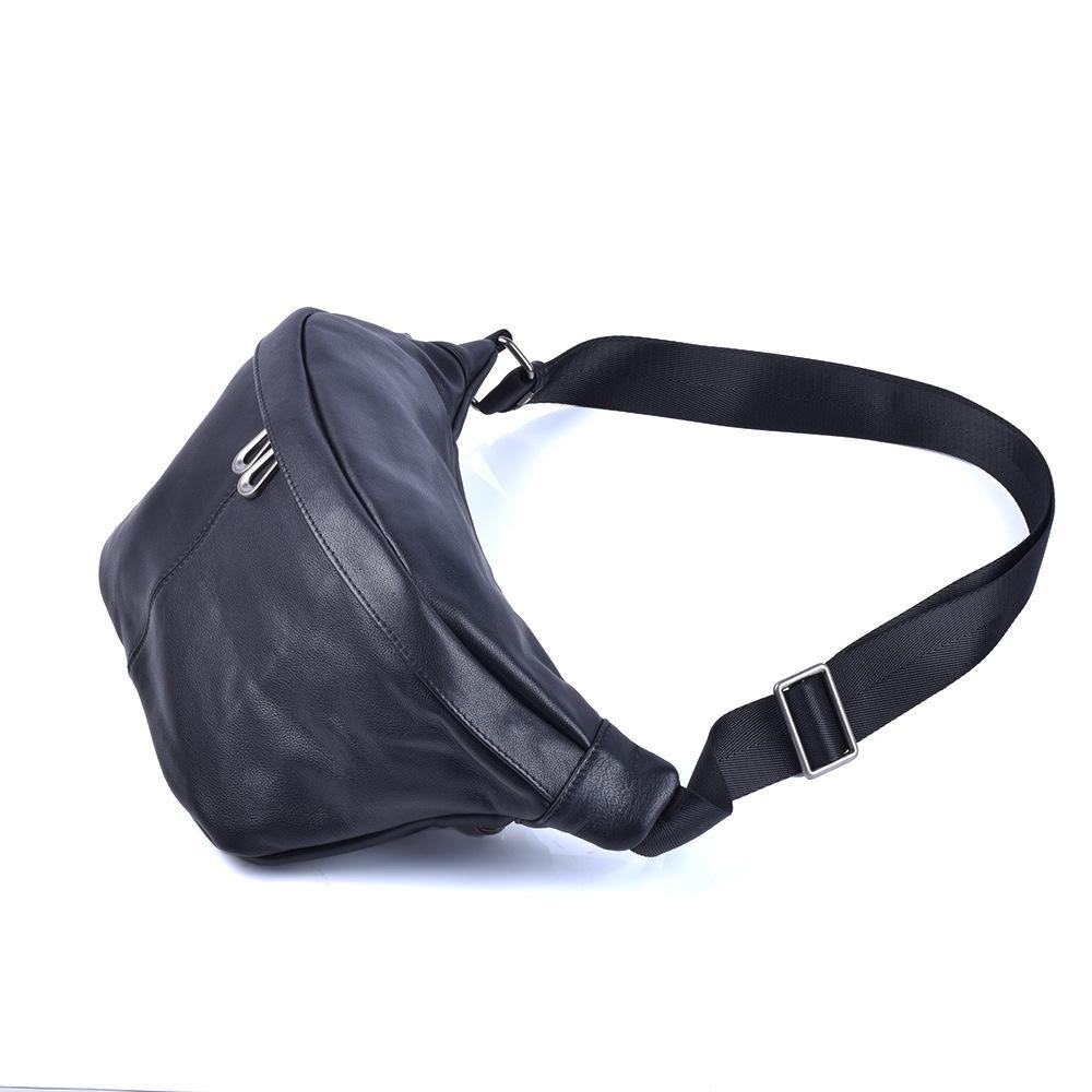 

Мужская поясная сумка из коровьей кожи с верхним слоем, большая вместимость, индивидуальная портативная сумка для хранения, сумка через плечо, нагрудная сумка для мужчин чёрный