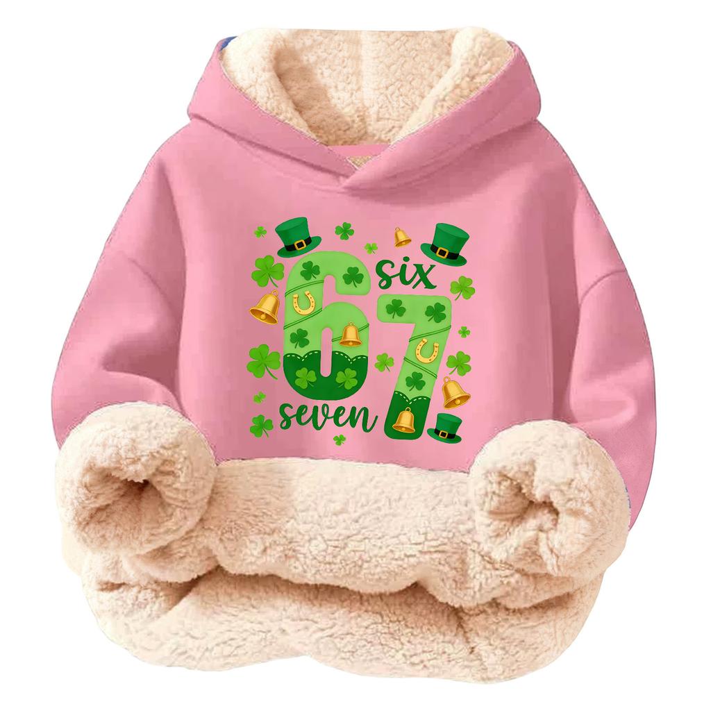Children's Fashionable Printing Casual Fleece Hooded Loose Fit Hoodie Without Pockets