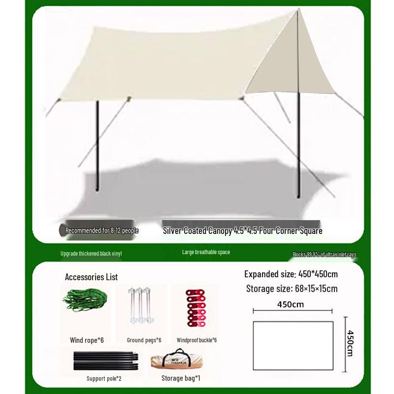 Vinyl Outdoor Canopy Tent: Rainproof and Windproof Camping Picnic Sunshade