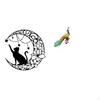 Moonlit Cat And Peacock Metal Wall Art Sculpture for Home Garden Decor Unique Black Lover