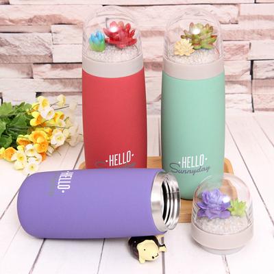 Stainless Steel Thermos Beautiful Plant Travel Hiking Office Thermo Cup Leakproof Portable Vacuum Cup Coffee Tea Vacuum Flask
