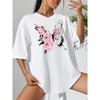 Butterfly Art Pattern Round Neck Women T-shirt Short Sleeve Fashion Printing Half Sleeve Shirt Stretch T-shirt