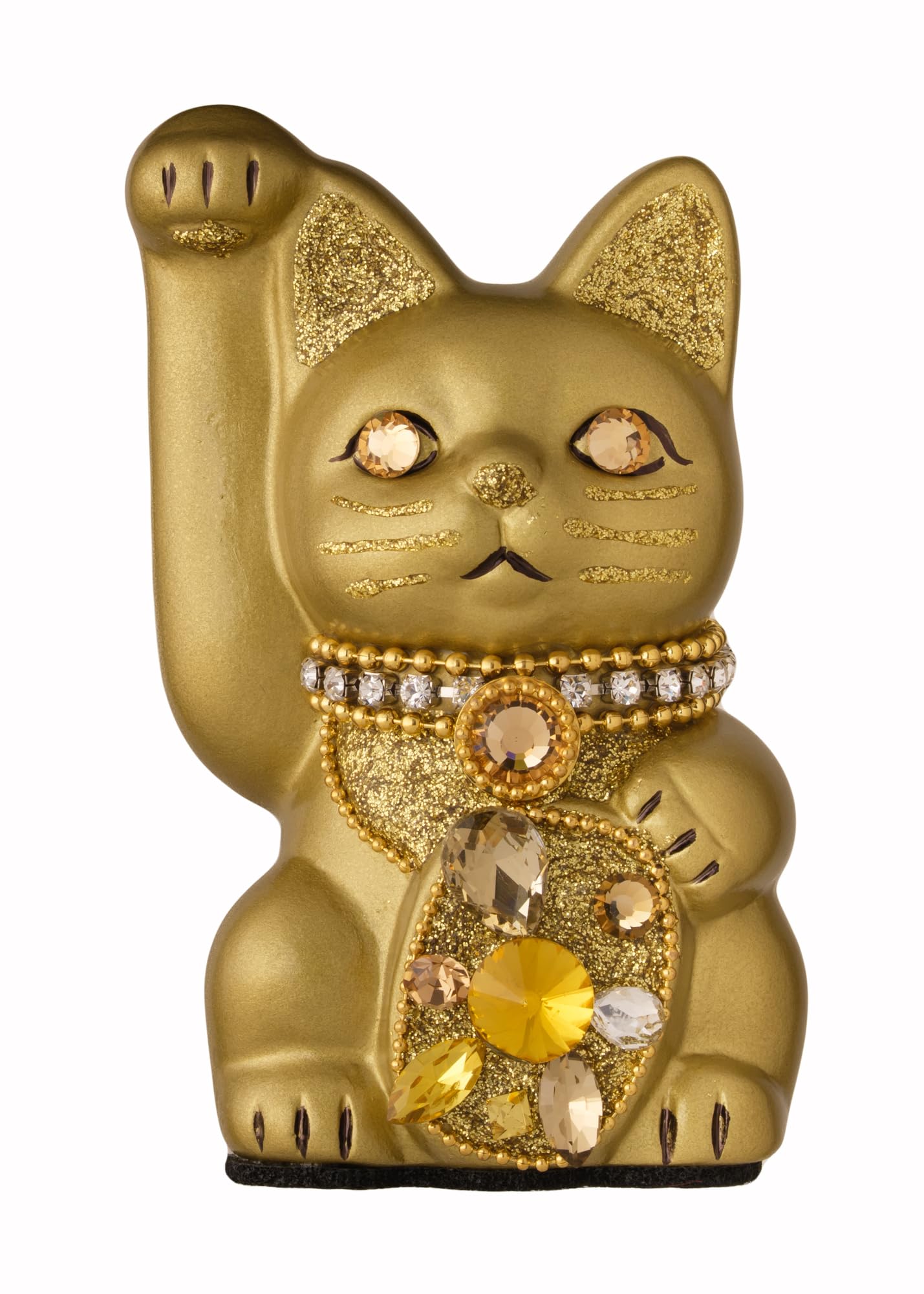 Lucky Cat Jewelry Cat Multicolor Right Paw Raised Ceramic Lucky Charm Feng Shui Ornament (S-SIZE Gold) / - Maneki-neko (jwc_S Gold)