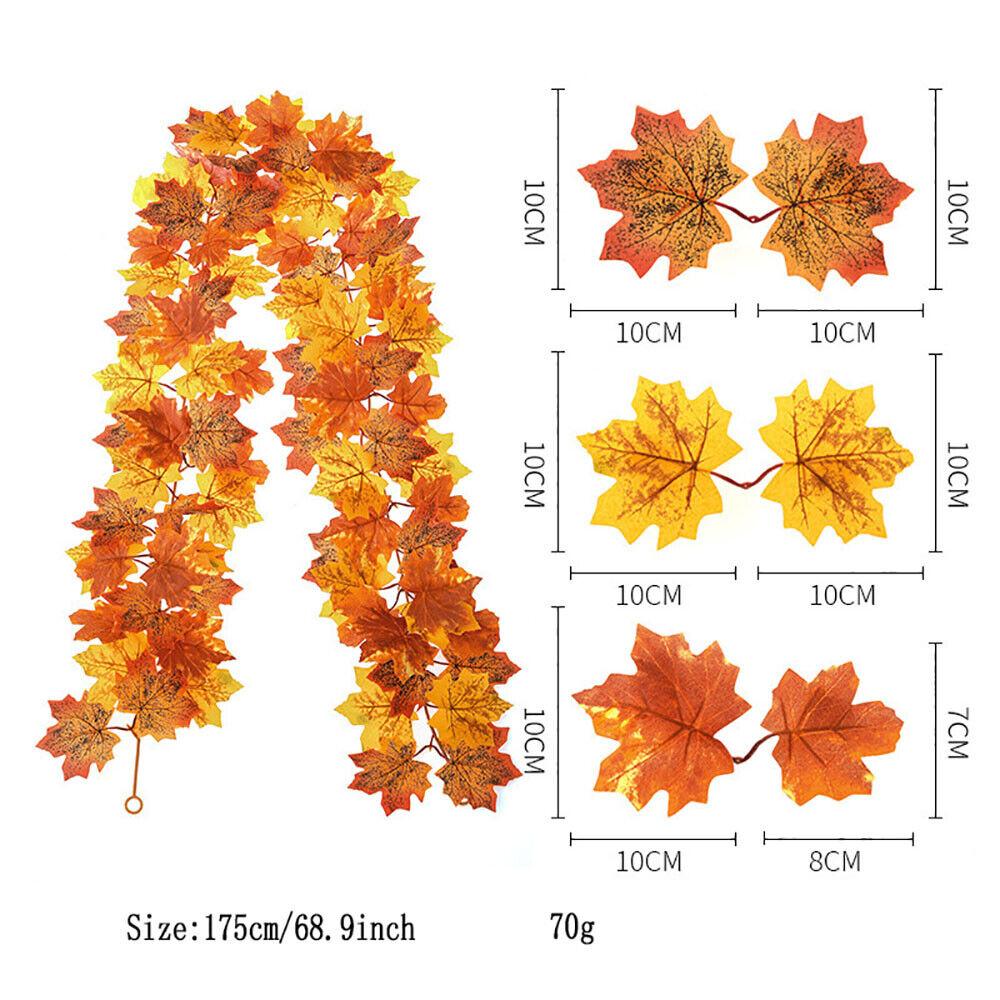 175cm Long Simulated Maple Leaf Halloween Themed Home Garden Venue Layout Rattan Party Decoration