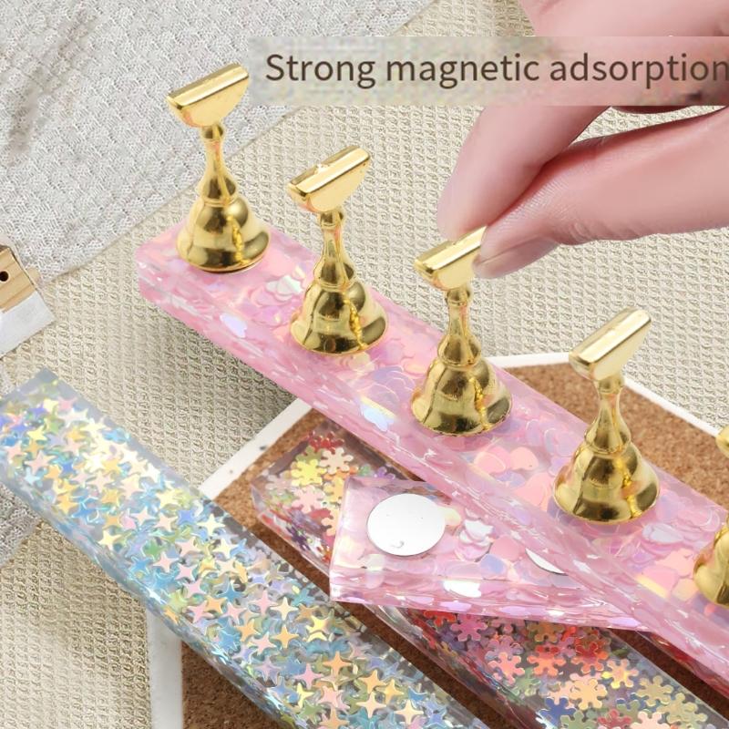 Trendy Nail Practice Stands With Popular Snowflake Waves Patterns In Highly Transparency Acrylic for Nail Artists