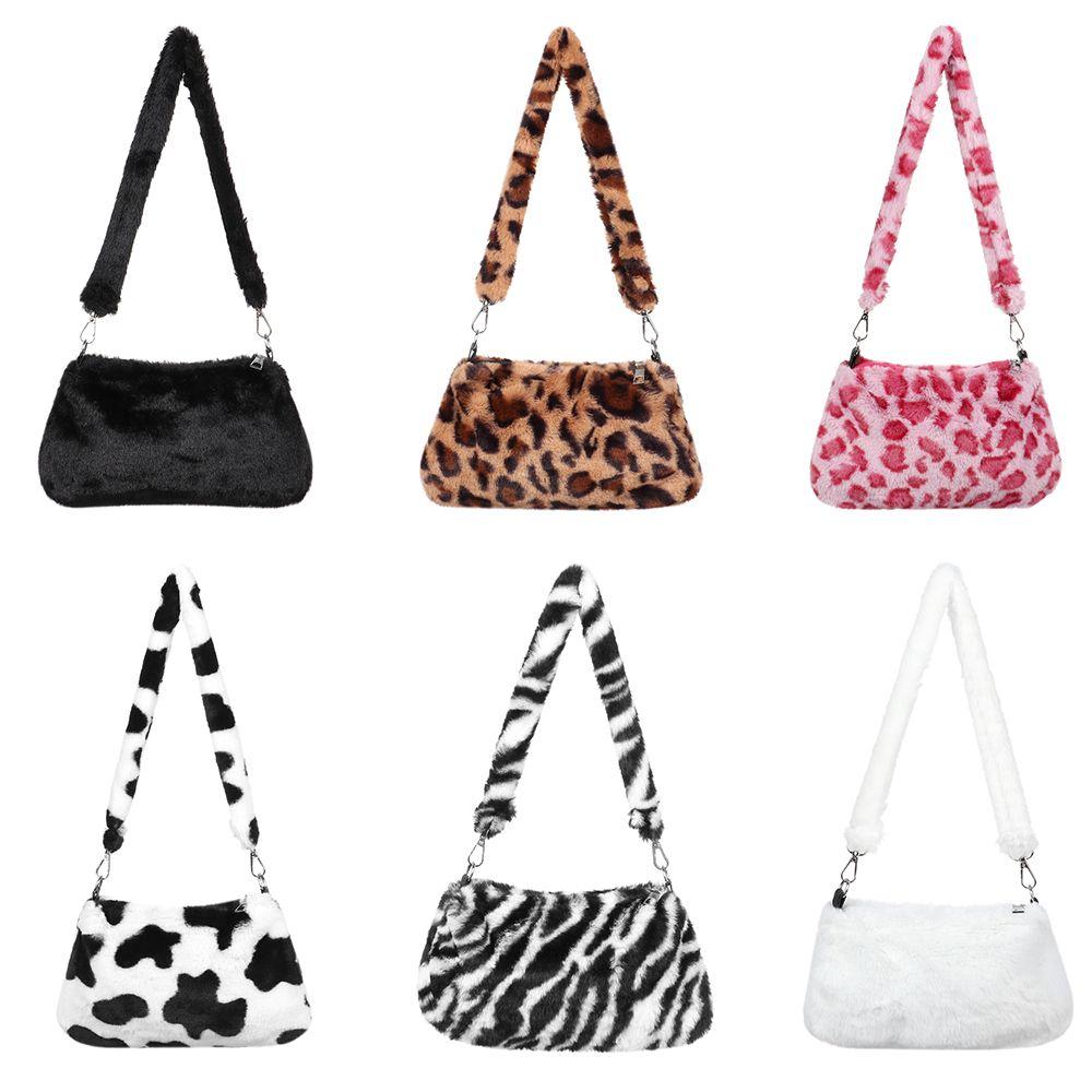

Women Crossbody Bags Leopard Plush Shoulder Bags Handbags Messenger Bags Underarm Bags 5