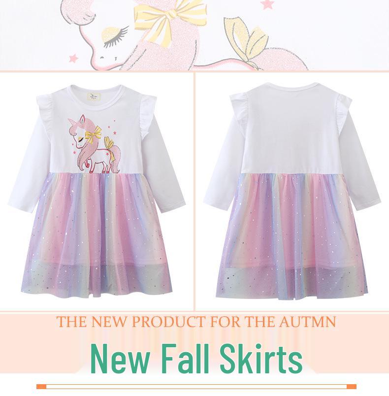2026 Spring/Autumn Girls' Mesh Style Dresses - European & American Fashion for Babies and Young Girls