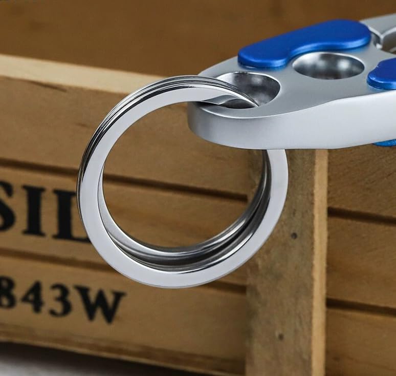 [LeChengMM] Key Chain, Zinc Alloy, Stainless Steel Key Chain, Double Ring Design, Easy To Remove, Blue 2