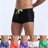 Low Rise High Elasticity 3D Cutting Swimming Trunks Men Solid Color Drawstring Swim Shorts Beachwear