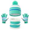 Children's Hat, Scarf, Gloves, Three Piece Set, Boys' and Girls' Winter Thick Warm Striped Knitted Hat Set
