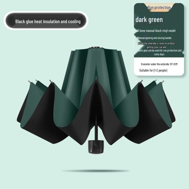 24-ribbers automatisk stormbestandig sammenleggbar paraply for sol og regn