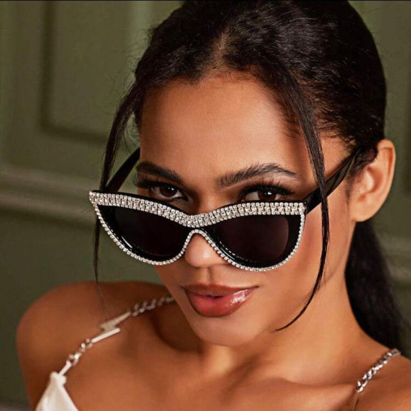 Vintage Sexy Diamond Anti Blue Light Cat Eye Reading Glasses Women Myopia Customize Photochromic Prescription Optical Len Frames