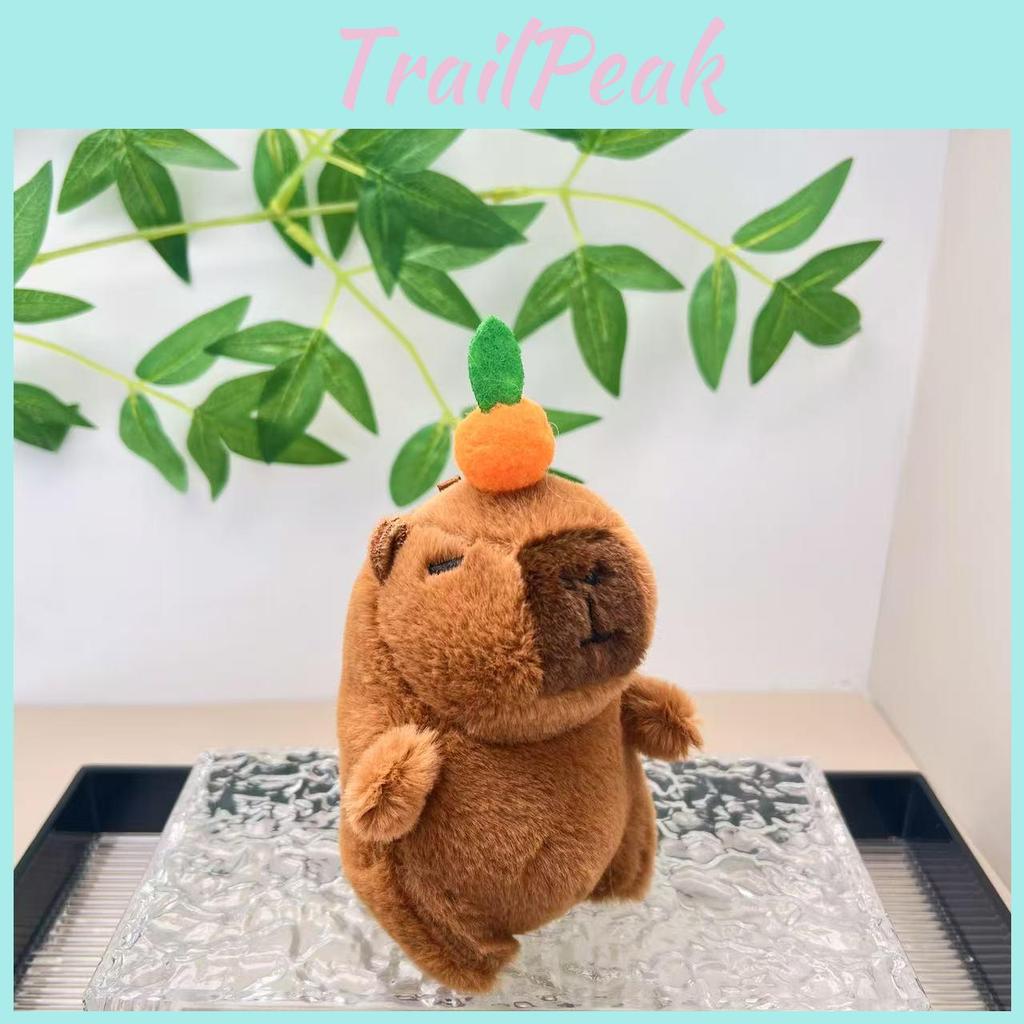 Entzückender brauner Capybara Plüschtier-Schlüsselanhänger mit kreativem Zugschwanz-Design für Spaß