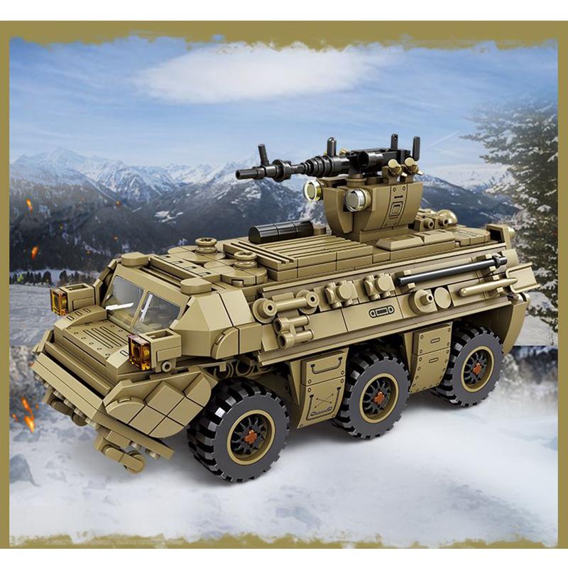 Modern Military Model Construction Toys Armored Vehicle Army Truck Car Building Blocks Birthday Christmas Gifts For Kids Childrens