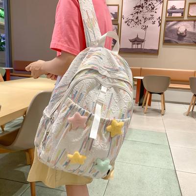 Junior High School Schultasche Bunte Stickerei Damen Rucksack mit großer Kapazität Studentenrucksack