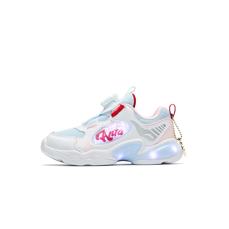 Anta Kids Mesh Trendy Fashion Cute Light-Up Shoes Breathable Lightweight Shock Absorbing Low-Top Casual Shoes Kids Sneaker A22519904-4