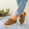 Women's Platform Fashion Single Shoes Fall New Retro Versatile Front Strap Beaded