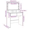 Makeup Vanity with LED Lighting Smoked Oak Finish 80 X 41 X 134.5 Cm