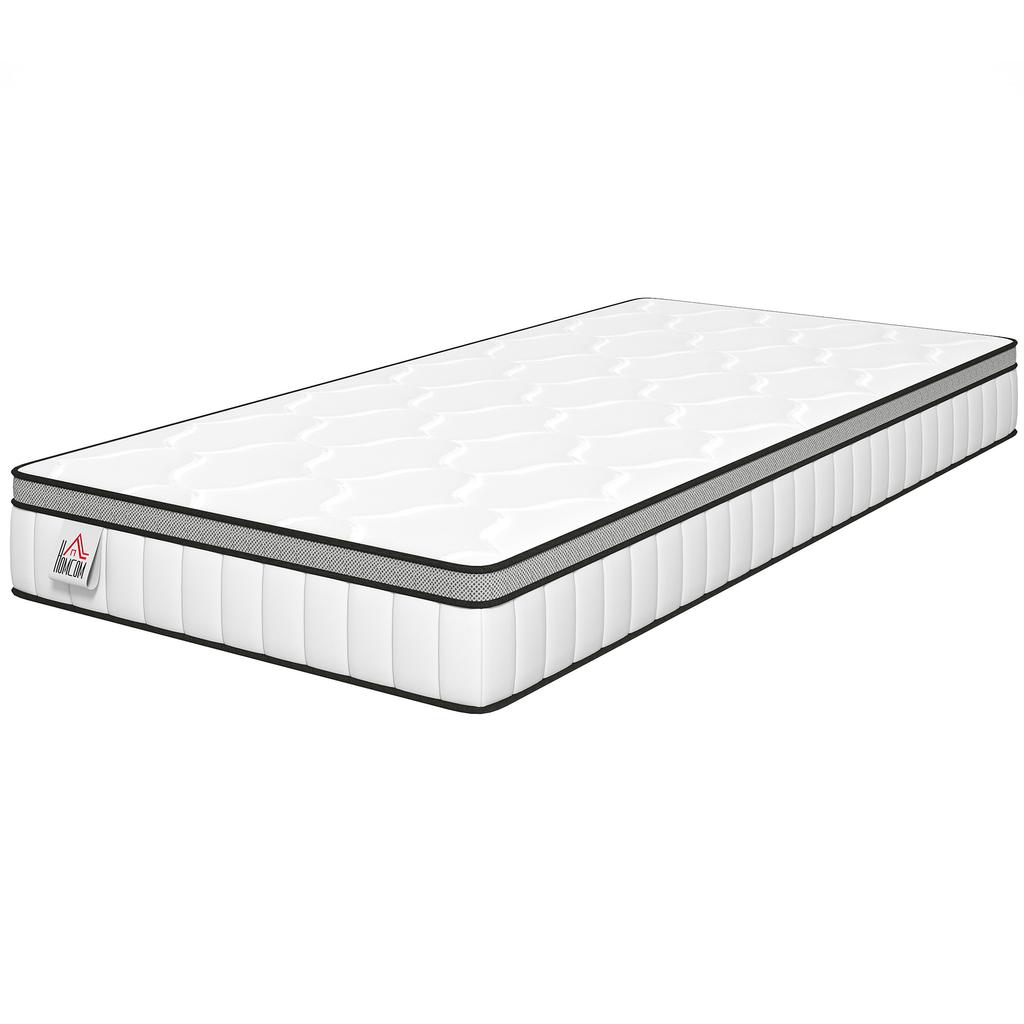 Materasso 90 x 190 cm, spessore 20 cm, materasso a molle insacchettate a 7 zone con memory foam al gel rinfrescante