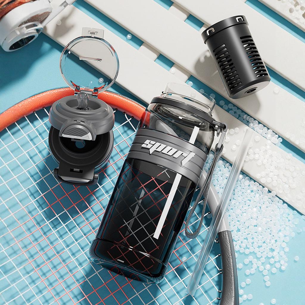 Sports Water Bottle, Plastic Water Cup, High Straw Cup, Large Capacity Double Drinking Cup 800ml/27oz