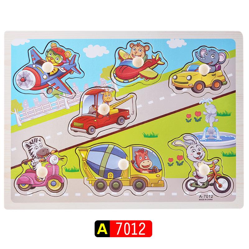Wooden 3D Educational Grasping Board & Puzzle for Children: Animal & Fruit Theme Cognitive Toy