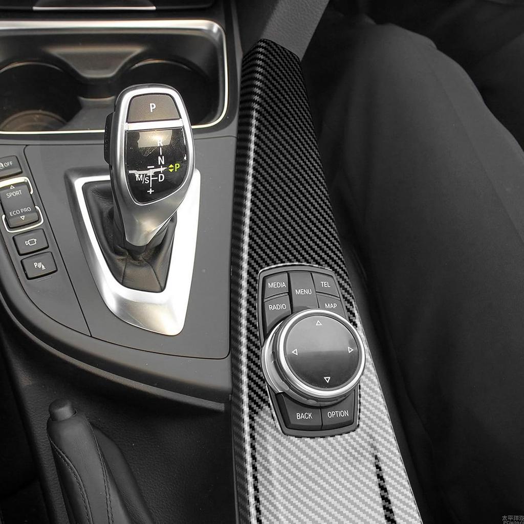 for BMW Multimedia Panel Cover, F30 Carbon Fiber Style Panel Trim Cover Car Center Console for 3 Series F30 F31 F32 F34 F36 328i 320i 335i 330i 435i