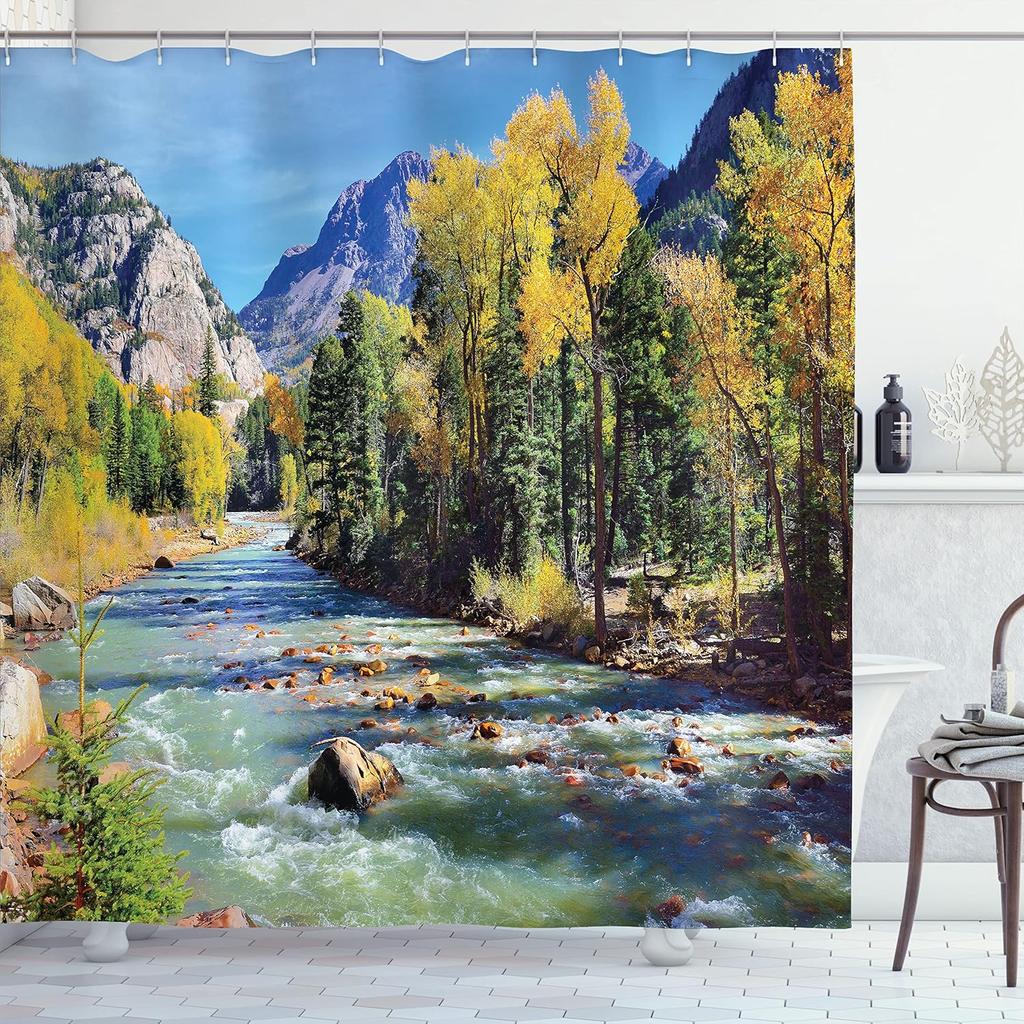 Floral Plant Theme Vintage Shower Curtain Vine Green Leafy Peacock Fabric Bathroom Decorative Shower Curtain with Hook