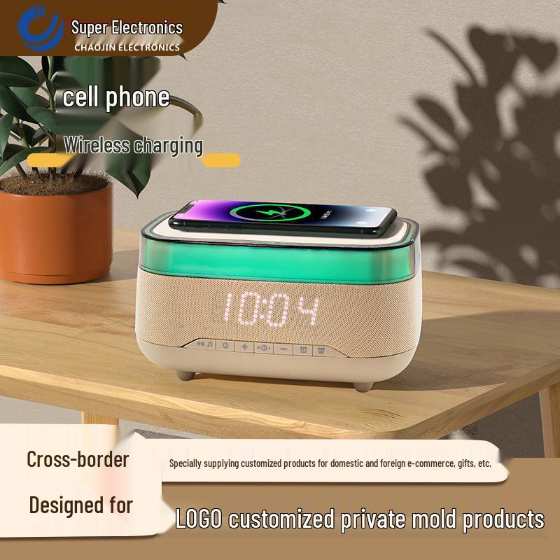 Multi-functional Wireless Charger & Bluetooth Speaker with Digital Clock